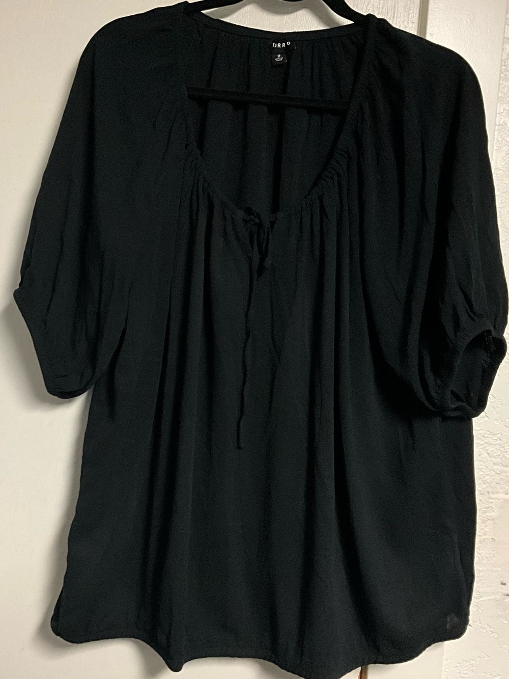 Torrid Black Washable Crinkle Gauze Blouse Short Sleeve